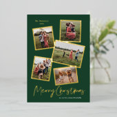 シンプルスクリプトメリークリスマスフォトコラージュ金ゴールド 箔シーズンカード (立ち正面)