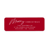 シンプルスクリプトメリークリスマスレッド差出人住所 ラベル (正面)