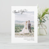 シンプルスクリプト写真の結婚式 サンキューカード (スタンド正面)
