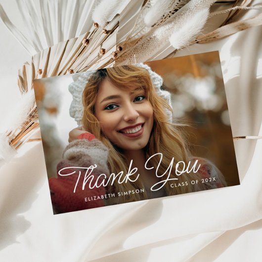 シンプルスクリプト卒業感謝していYou photo card サンキューカード
