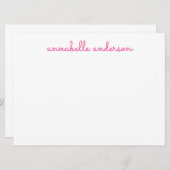 シンプルスクリプト可愛いピンクパーソナライズされたノーテカード 招待状 (正面/裏面)