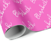 シンプルスクリプト名のピパーソナライズされたンク ラッピングペーパー (ロールコーナー)