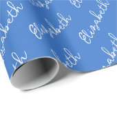 シンプルスクリプト名パーソナライズされた青 ラッピングペーパー (ロールコーナー)