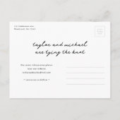 シンプルスクリプト名フォトウェディング日付の保存 案内ポストカード (裏面)