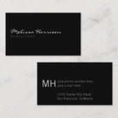 シンプルスクリプト名プロフェッショナル黒 名刺 (正面/裏面)