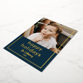 シンプルスクリプト名ミニマルフォトゴールドフォイル 箔シーズンカード (回転した状態)