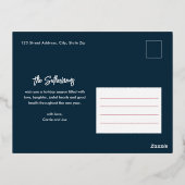 シンプルスクリプト名ミニマル写真 箔シーズンポストカード (裏面)