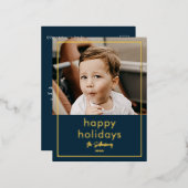 シンプルスクリプト名ミニマル写真 箔シーズンポストカード (正面/裏面)