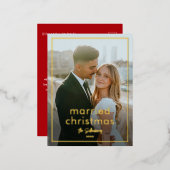 シンプルスクリプト名ミニマルPhoto結婚した Christmas 箔シーズンポストカード (正面/裏面)