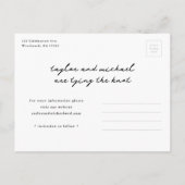 シンプルスクリプト名結婚Photo 案内ポストカード (裏面)