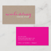 シンプルスクリプト型スタイリッシュトレンディーエコクラフトピンク 名刺 (正面/裏面)