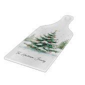 シンプルスクリプト水色クリスマスツリー カッティングボード (角)