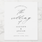 シンプルスクリプト白結婚の ワインラベル (シングルラベル)