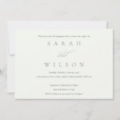 シンプルスクリプト白黒婚約パーティ招待状 サンキューカード (正面)