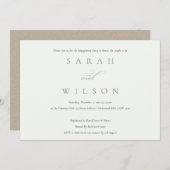 シンプルスクリプト白黒婚約パーティ招待状 サンキューカード (正面/裏面)