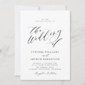 シンプルスクリプト白黒結婚式招待状 招待状 (正面)