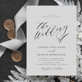 シンプルスクリプト白黒結婚式招待状 招待状