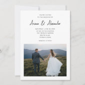 シンプルスクリプト白黒2枚結婚の 招待状 (正面)