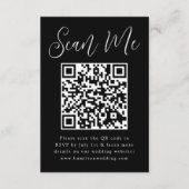 シンプルスクリプト白黒QRコードウェディングRSVP エンクロージャーカード (正面)