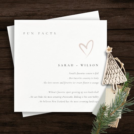 シンプルスクリプト赤面ハート結婚のおもしろいファクト スタンダードカクテルナプキン