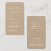 シンプルスクリプト赤面ピンク&クラフトバーティカエレガントル 予約カード (正面/裏面)