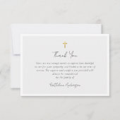 シンプルスクリプト金ゴールドクロス悔やみや弔慰葬儀 サンキューカード (正面)