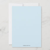 シンプルスクリプト青モダン男の赤ちゃんシャワー 招待状 (裏面)