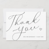 シンプルスクリプト黒と白結婚の サンキューカード (正面)