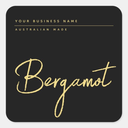 シンプルスクリプト黒jar製品ラベル スクエアシール (正面)