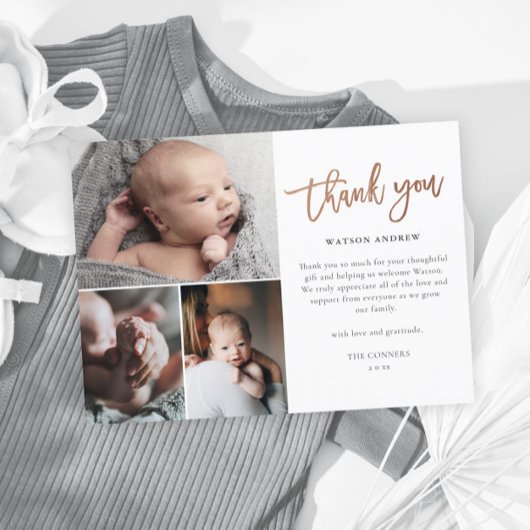 シンプルスクリプト3 フォトコラージュ ベイビーサンキュー ポストカード