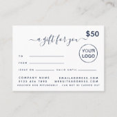 シンプルスクリプト ギフト証明書 カード (正面)
