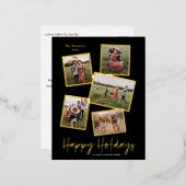 シンプルスクリプト ハッピー ホリデー 3 フォト コラージュ ゴールド (正面/裏面)