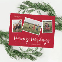 シンプルスクリプト ハッピー ホリデー 3 フォト コラージュ