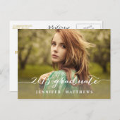 シンプルスクリプト | フォト卒業パーティー招待状 インビテーションポストカード (正面/裏面)