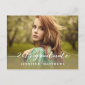 シンプルスクリプト | フォト卒業パーティー招待状 インビテーションポストカード (正面)