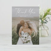 シンプルスクリプト フォト ウェディング サンキューカード (スタンド正面)