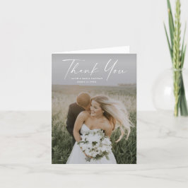 シンプルスクリプト フォト ウェディング サンキューカード