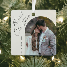 シンプルスクリプト ボヘミアン アーチ 結婚 クリスマス メタルオーナメント