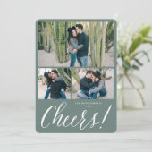 シンプルスクリプト モダンホリデー フォトカード 乾杯 シーズンカード (スタンド正面)