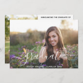 シンプルスクリプト モダン2 フォト 卒業 案内状 (正面/裏面)