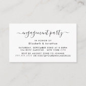 シンプルスクリプト – 婚約パーティチケット招待状 名刺 (正面)