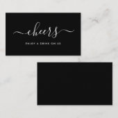 シンプルスクリプト 無料ドリンクチケット - 白黒 エンクロージャーカード (正面/裏面)