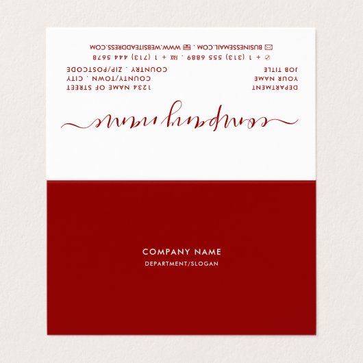 シンプルスクリプト – 赤と白のダブルロイヤリティ 名刺 (外部フラット)