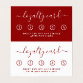 シンプルスクリプト – 赤と白のダブルロイヤリティ 名刺 (内部フラット)