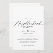 シンプルスクリプト | 近所のパーティーまたは集まり 招待状 (正面/裏面)