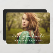 シンプルスクリプト | 2016卒業パーティー招待状 招待状 (正面/裏面)