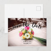 シンプルスクリプト – vintage car Save the Date ポストカード (正面/裏面)