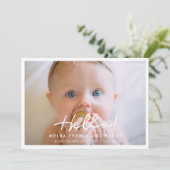 シンプルスクリプトHelloベビー写真 案内状 (スタンド正面)