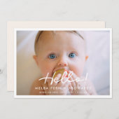 シンプルスクリプトHelloベビー写真 案内状 (正面/裏面)