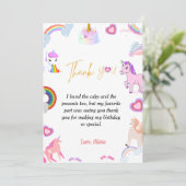 シンプルスクリプトunicorn誕生日サンキューカード 招待状 (スタンド正面)